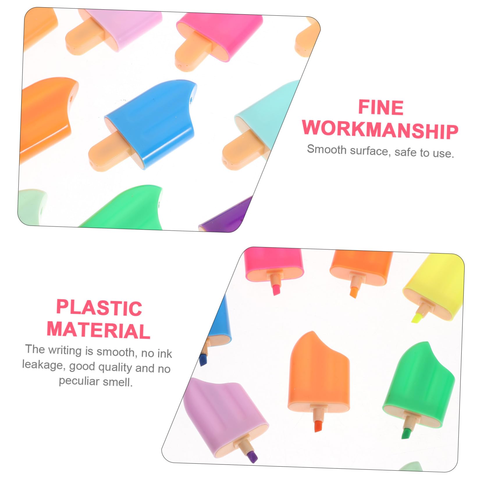 20 pezzi Penne Colorate Evidenziatori Ice Pop Design Creativo Mini Marker con Punta Cuneo Inchiostro Liscio Senza Perdite Protezione Antimacchia per Studio e Ufficio