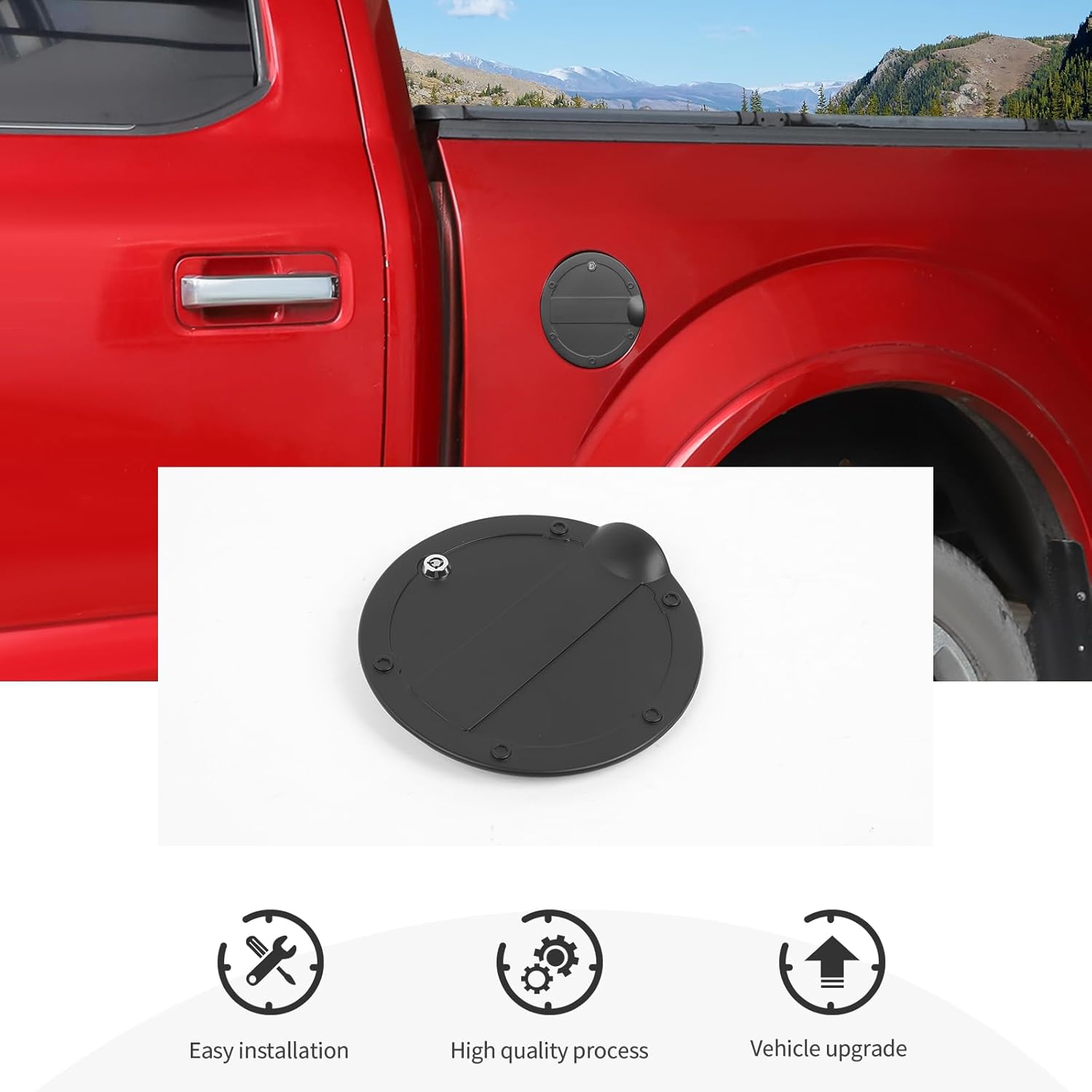 CheroCar Gas Cap Fuel Tank Cap Fuel Filler Gas Door Cover Replacement for Ford F150 2015 2016 2017 2018 2019 2020 OE Standard Direct Fit Fuel Cap Exterior Accessories
