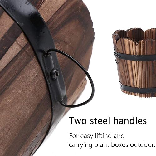 Miniatura 3 de Macetas rústicas de madera para decoración de interiores y exteriores, caja pequeña de madera real para plantas suculentas, caja para jardín,