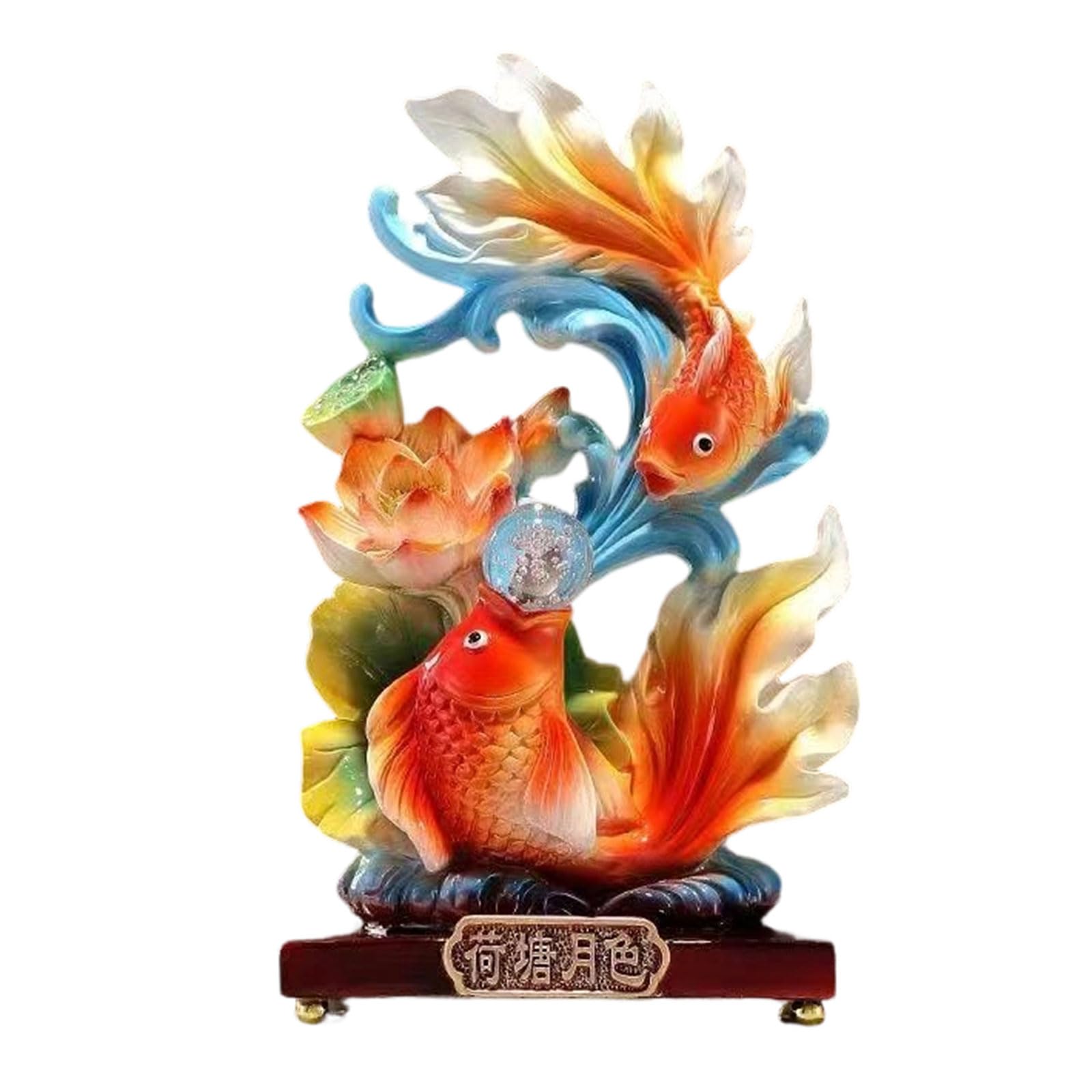 Ekoama Wealth Shui Fish Statue Handmade Resin Sculpture For Home Offices Decoration And Prosperity