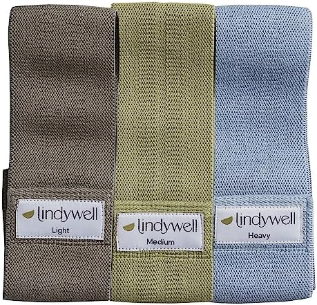 Lindywell Resistance Bands – Set of 3 Color Coded Resistance Level Fabric Booty Bands for Women (Charcoal 15-25lbs, Aloe 25-40lbs, Sky Blue 40-60lbs)