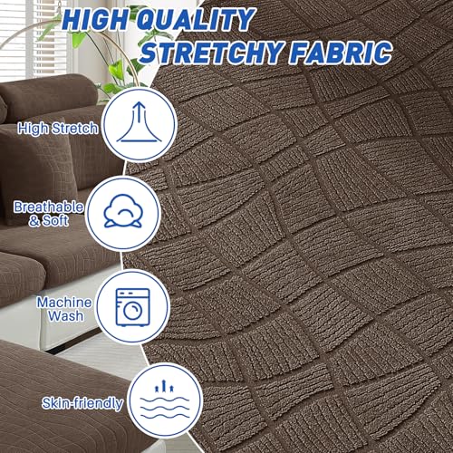 MAXIJIN Waterproof Couch Cushion Covers Stretch Sofa Seat Slipcovers Washable，Sectional Outdoor Cushion Covers with Elastic Bottom for Dogs Pets Kids (3 Pc Cushion Cover, Light Coffee) by MAXIJIN - Image 5