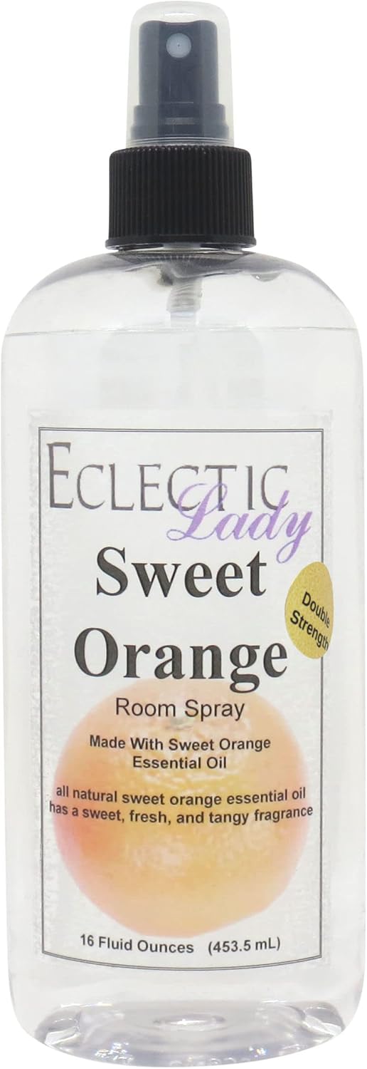 Sweet Orange Room Spray (Double Strength), 16 Ounces, No Artificial Colors, Parabens, or Preservatives - Fragrant Aromatic Room Mist For Home, Room, Office, Made With Essential Oils