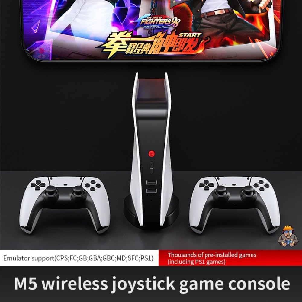 Playtastic M5 TV Video Games for Kids,M5 Video Game Console 4k Retro Game tv Box 15000+ Free Games Two Wireless Controllers for PS-1/CPS/FC/GBA Arcade Gaming 2