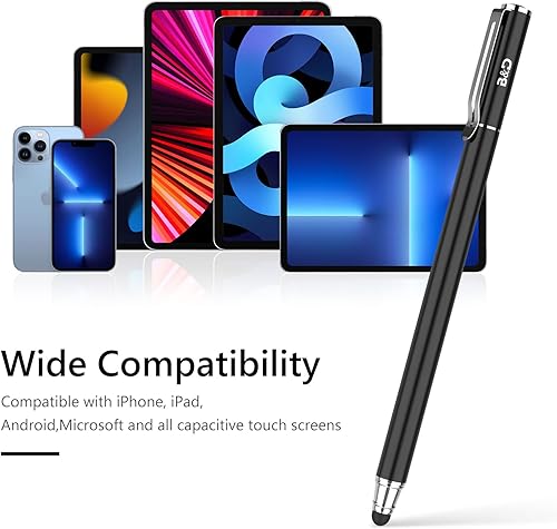 Miniatura 5 de Lápiz táctil 2 en 1 para iPhone, iPad, iPod, tableta, Galaxy y más con 20 puntas de goma (negro)