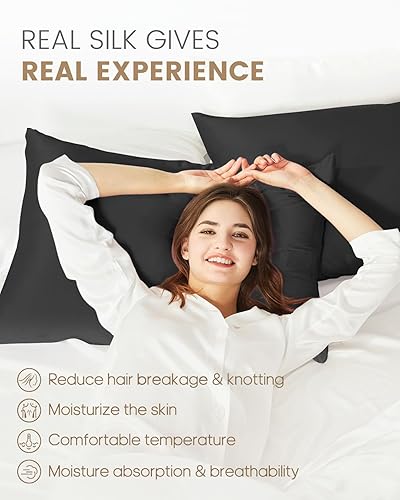 Miniatura 88 de THXSILK Funda de almohada de seda de morera 100% natural para cabello y piel, tamaño estándar de 20 x 26 pulgadas, funda de almohada de seda suave