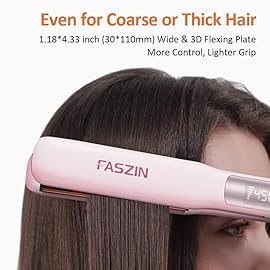 Faszin Professional Hair Straightener, 1.18 inch Ionic Titanium Plate, 20S Fast Heat Up Flat Iron with Clear LED Display, 2 in 1 Straightener and Curler Styling Tool for Straighten Hair (Pink)