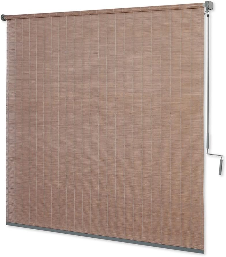 coolaroo wand operated outdoor roller shade – cordless sun blocking window blind for patio, deck, or sunroom – fade resistant, smooth wand operation, kid-safe, hardware included, 6' x 6', driftwood 72"w x 72"h driftwood