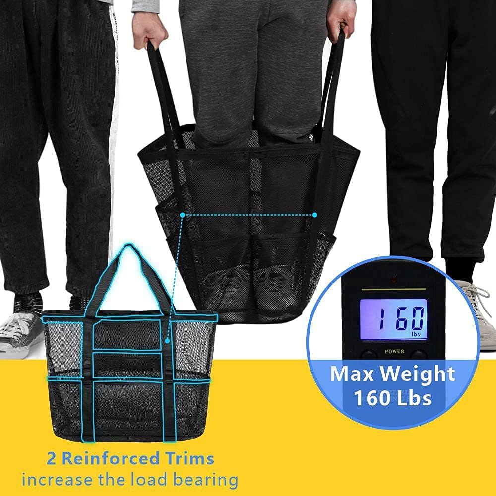 MAKABEE Mesh Beach Bag Family - Large Tote Bag 17.9" L x 15" H x 9" W(45.4cmL*38cmH*22.8cmW) Wfor Cruise Pool Toys Beach Vacation Essentials 4