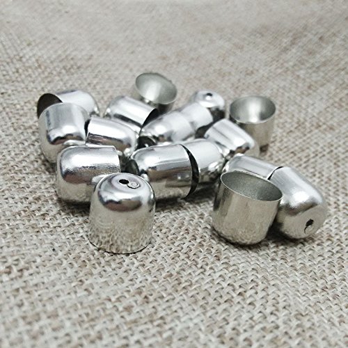 50Pcs Tassel Caps Charms Crimps End Beads Caps Leather Cords Buckle Tip (12X12Mm, Rhodium Plated) #TOP3
