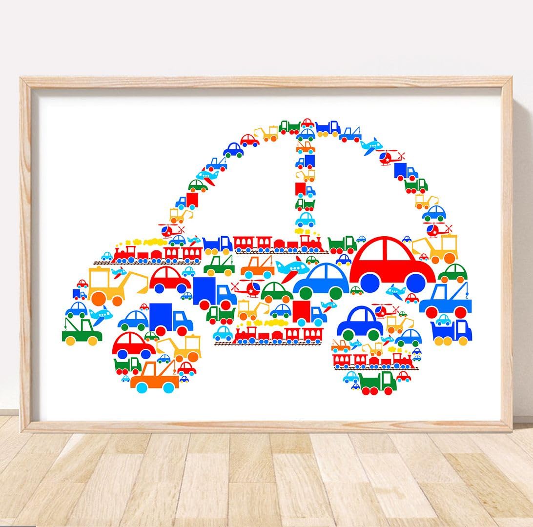 Rubybloom Designs Vehicle Nursery Prints - UNFRAMED - Boy Childrens Car Bus Train Wall Art Decor Print Picture Gift