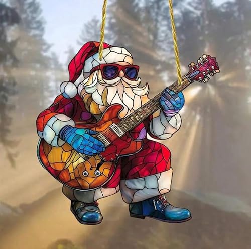 Funny Christmas Ornament 2025 - Rockin' Santa Plays Guitar, Naughty