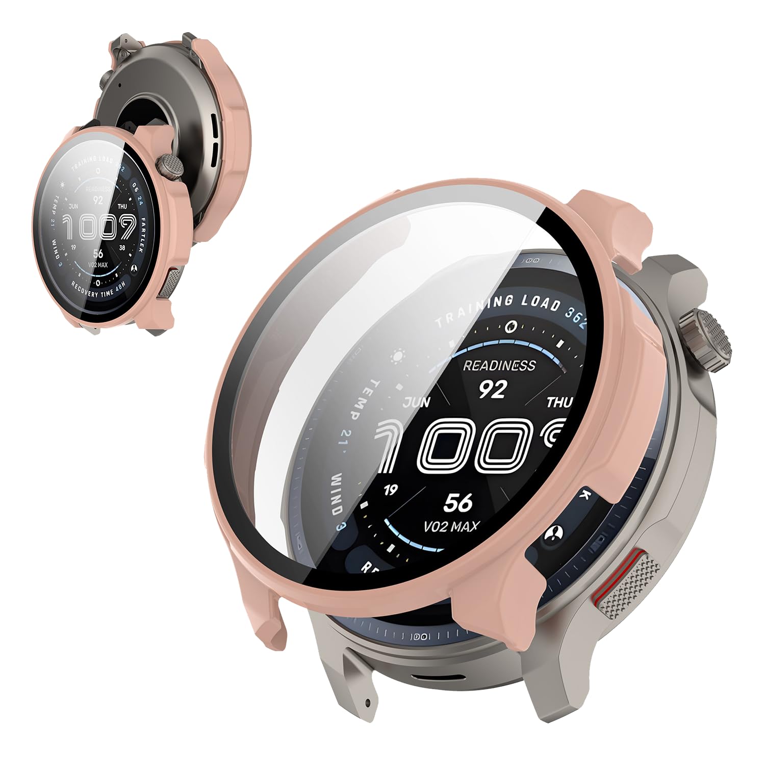 KONXISA Case Cover for Amazfit Balance 2, 9H Tempered Glass Film, Hard PC Case, Lightweight, Anti-Scratch and Anti-Fall for Protective Shell and Flim Integrated, Pink