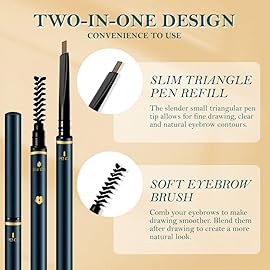 FeiCuiYun 5 Pcs Eyebrow Pencils for Women, Waterproof Professional Makeup Micro Brow Pencil, Coffee Brow Kit with Eyebrow Brush, Ultra-Fine Mechanical Pencil, Vegan&Cruelty-Free (C03Coffee)