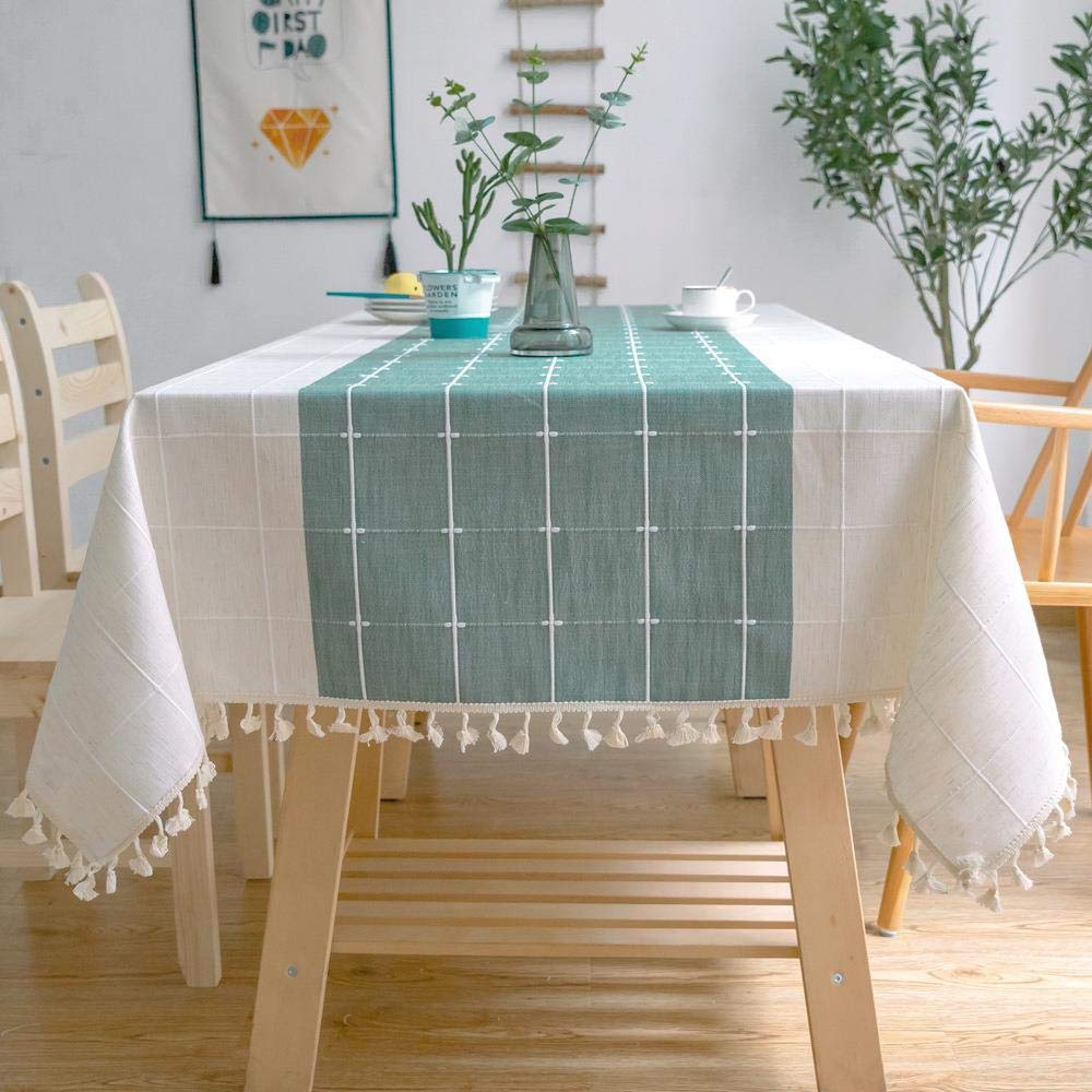 Tovaglia decorativa in lino scozzese con nappa impermeabile oleosa addensare rettangolare da pranzo tovaglia da tè