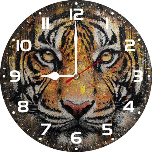Reloj de pared analógico silencioso madera redondo 10 pulg