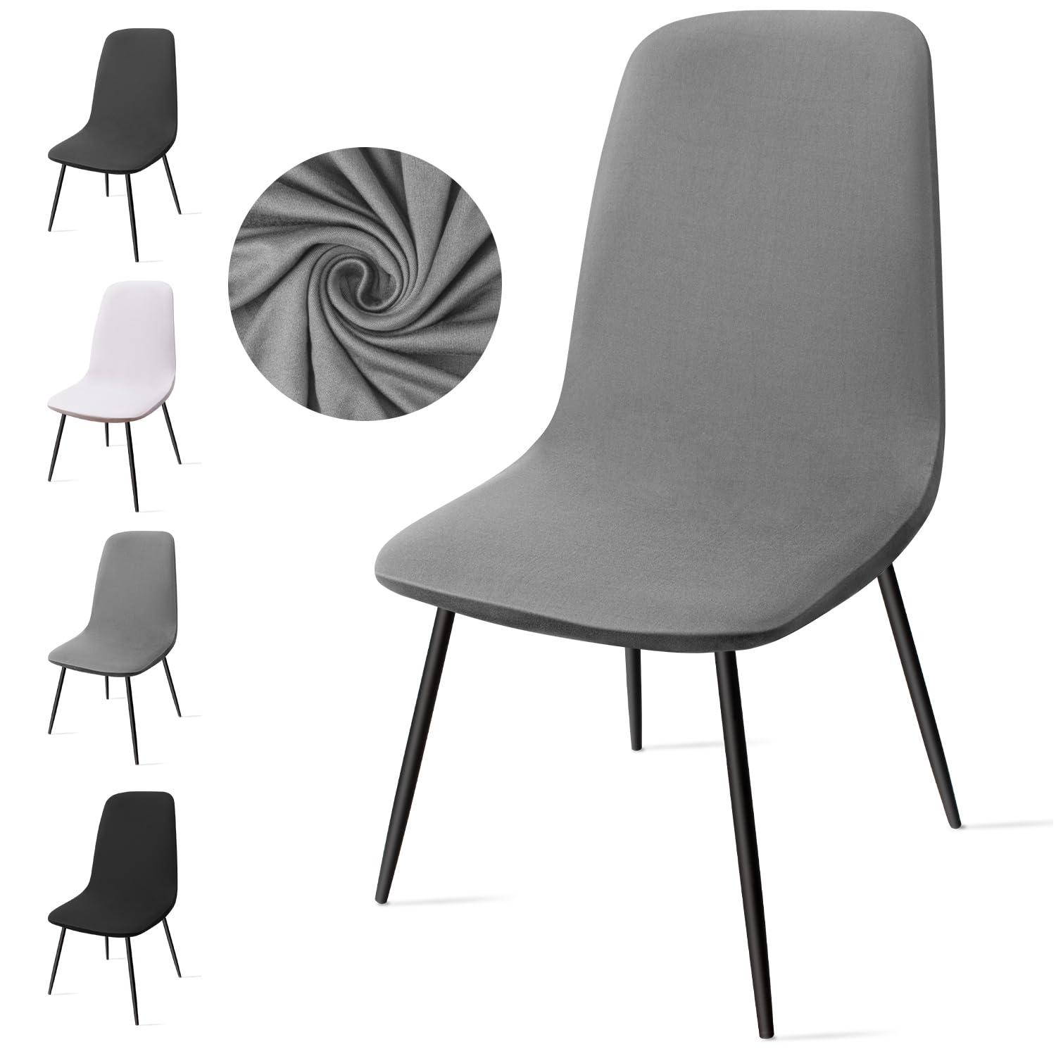Eozakavod Fundas para Sillas Pack de 6, Fundas Sillas de Comedor Extraíbles y Lavables Cubiertas para sillas Fundas Elásticas Modernas Fundas Protectoras para Sillas para Comedor, Boda (C-Gris,6PCS)