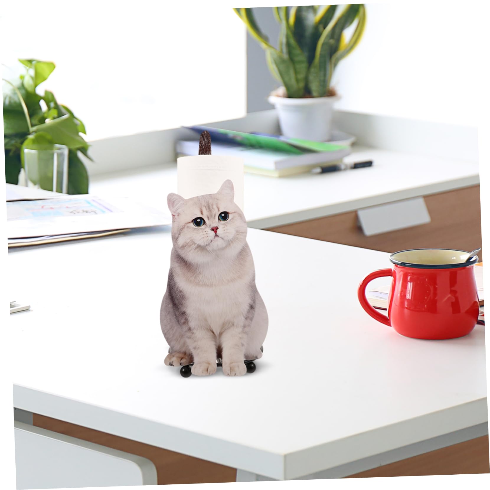 SOLUSTRE Porte-Papier Toilette en Fer de Chat Mignon Rangement pour Rouleau, Accessoire Décoratif Compact pour Salle de Bain et Salon