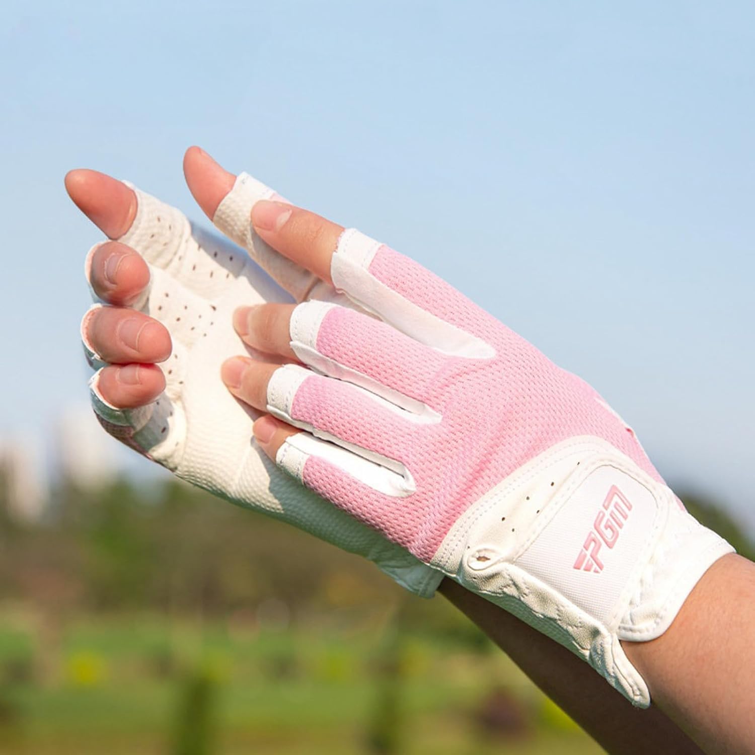 1 Pair Golf Gloves Women Fingerless Breathable Mesh UV Protection Anti-Slip Left & Right Hand Golfing Gloves Lightweight Driving Sports Gloves - Image 7