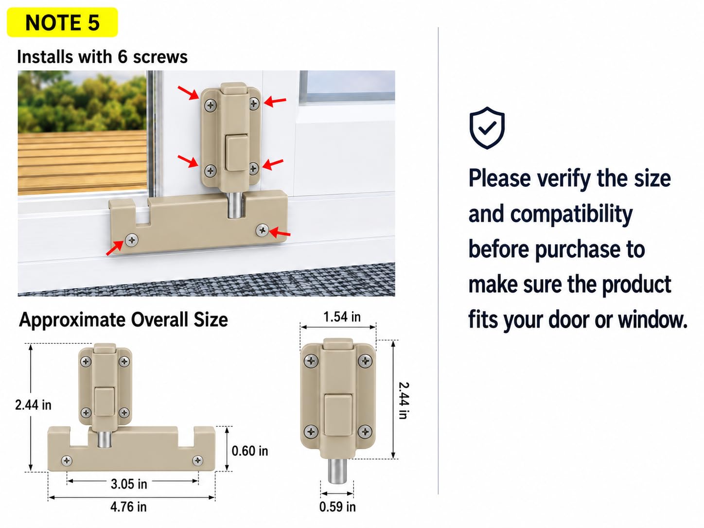 House Guard Cerraduras de puerta corredera de vidrio, versión mejorada, kit completo de bloqueo adecuado para cualquier puerta corredera y ventana, 100.000 veces de detección de apertura y cierre del