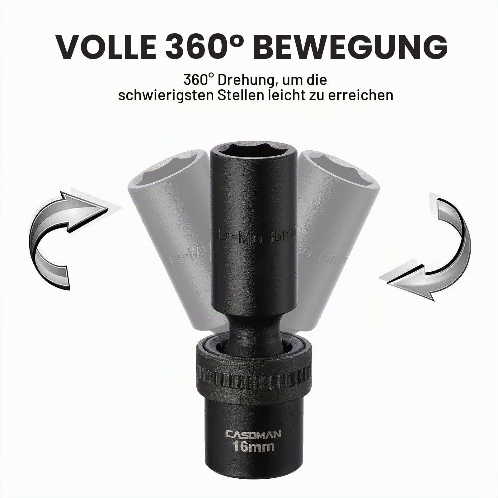 CASOMAN Universal-Schlag-Steckschlüssel-Set, 1/2 Zoll, metrisch, 10-19 mm, 10 Stück