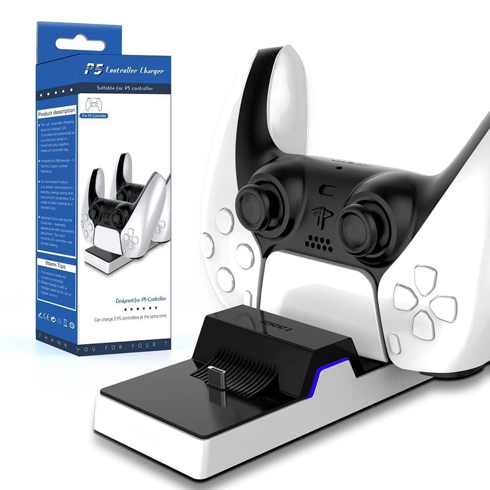 NALACAL Dual PS5 Controller Charging Dock, Playstation 5 Dual Controller Charger Stand PS5 Replacement Docking Station for Playstation 5, Docking Station Replacement for DualSense Charging Station G