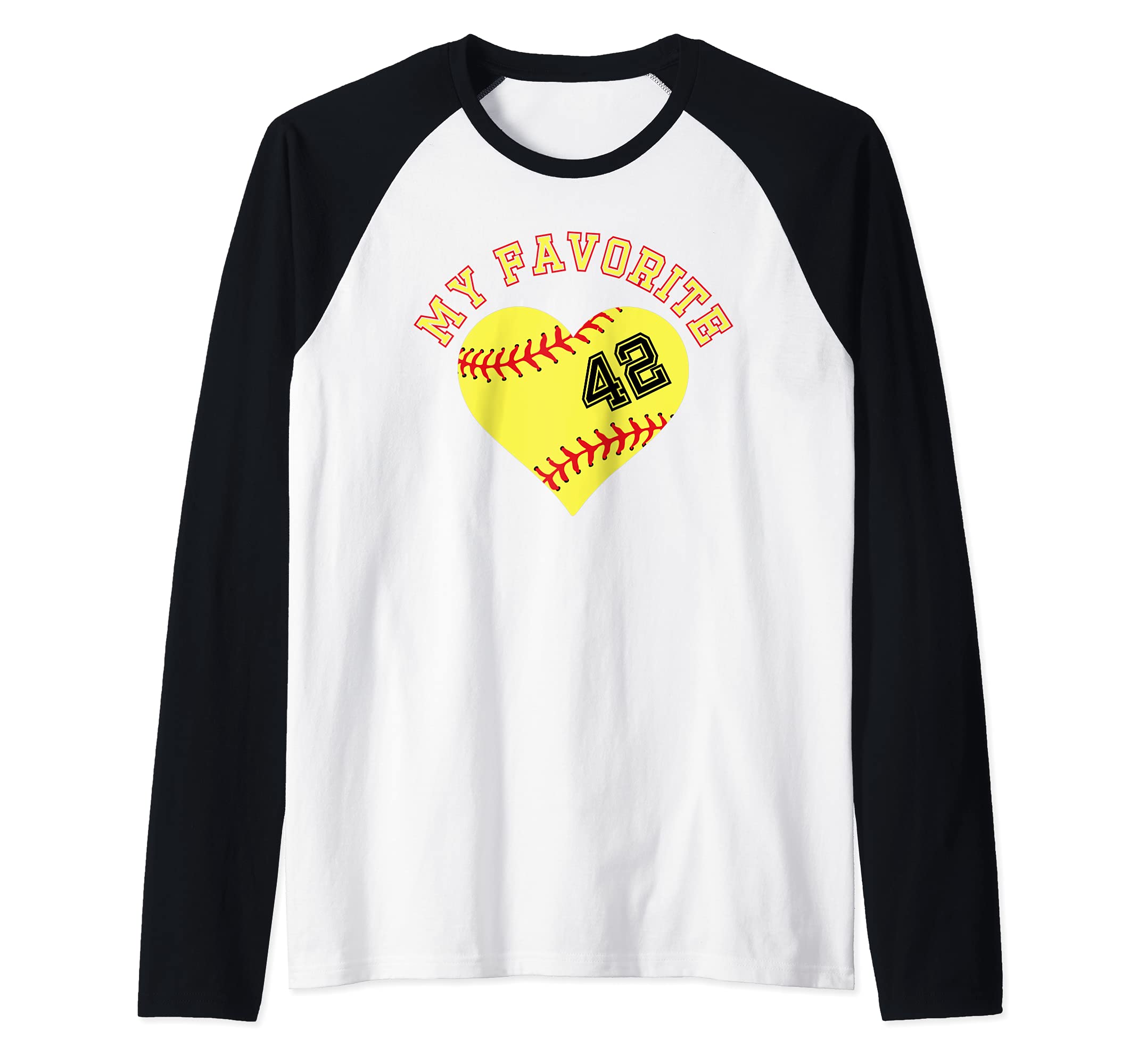 Softball Player 42 Jersey Outfit No #42 Sports Fan Raglan Baseball Tee, Black