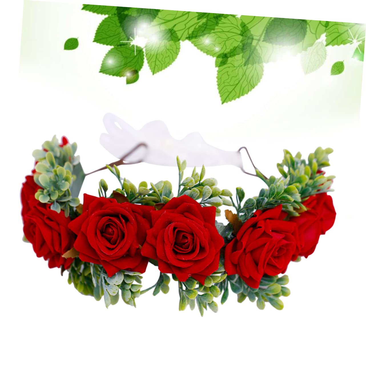 FRCOLOR 3pezzi Cerchietto Floreale Artificiale Per Sposa Con Rosse Accessorio Elegante Per Matrimonio Cosplay e Feste Per Foto e Eventi Speciali