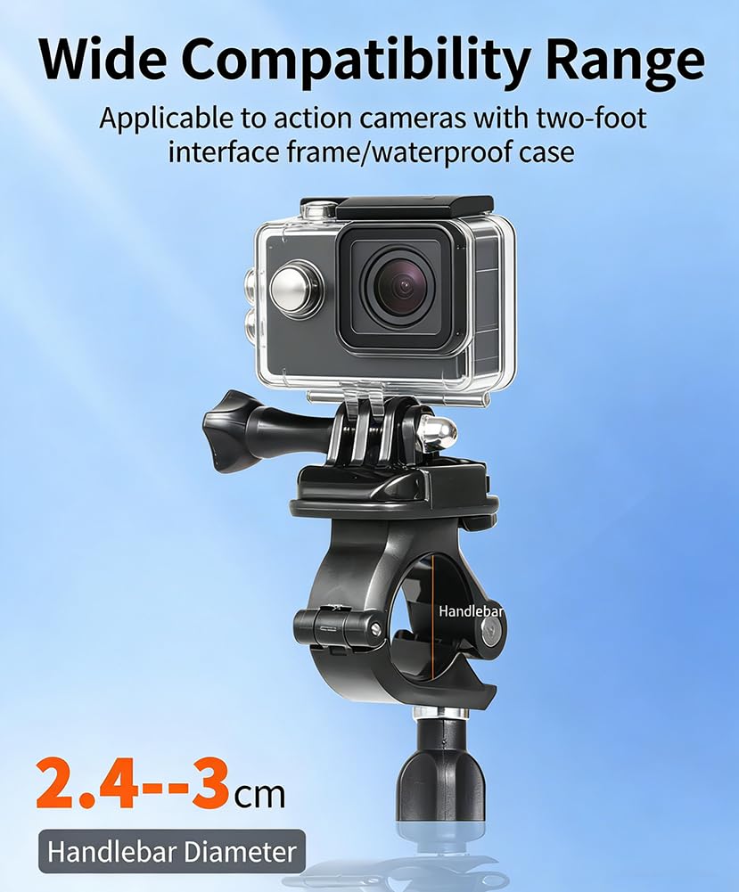 Support vélo dédié pour appareil photo Insta 360 GO 3S/3, avec cadre adaptateur, aucun accessoire supplémentaire nécessaire, rotatif à 360° et antidérapant (pour GO3S/3)