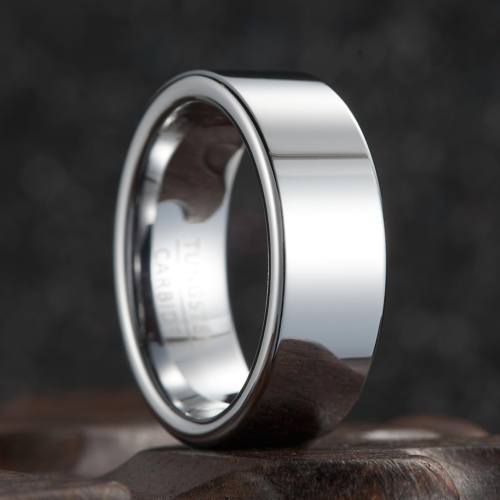 Fascia Piatta Classica - Anello Nuziale in Tungsteno Alta Lucidatura Larghezza 8mm per Uomo e Donna (Misura USA)