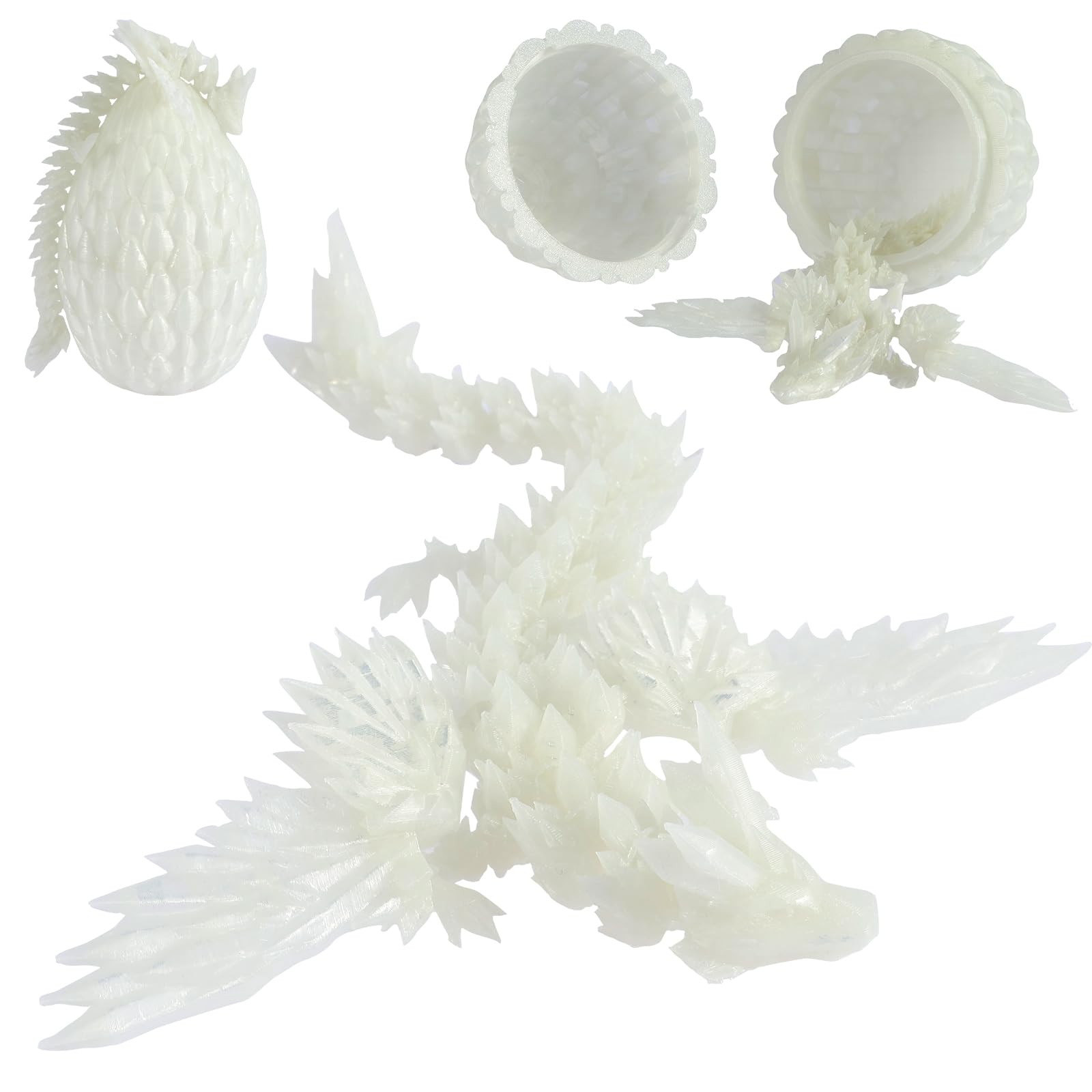 3D Printed Dragon Egg with Dragon (22.5cm) Inside, Mystery Articulated Crystal Animals Toys & Decor, 3D Print Surprise Animals Toy for Kids, Teens,Collectors (luminous green)
