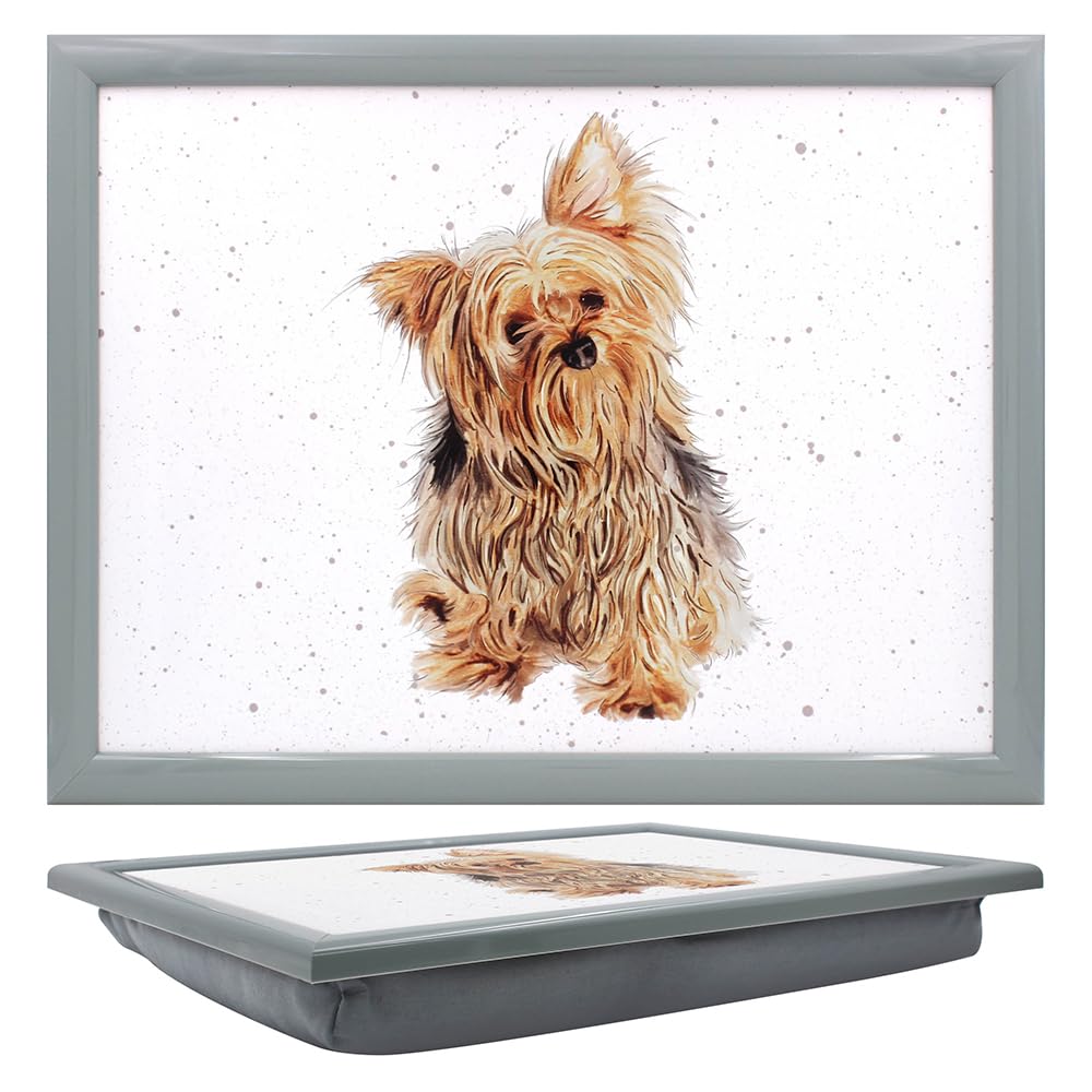 Tamersgifts Cushioned Laptrays Lap Tray TV Dinner Bean Bag Padded Cushion Gift (Yorkie Dog Laptray) — image 1