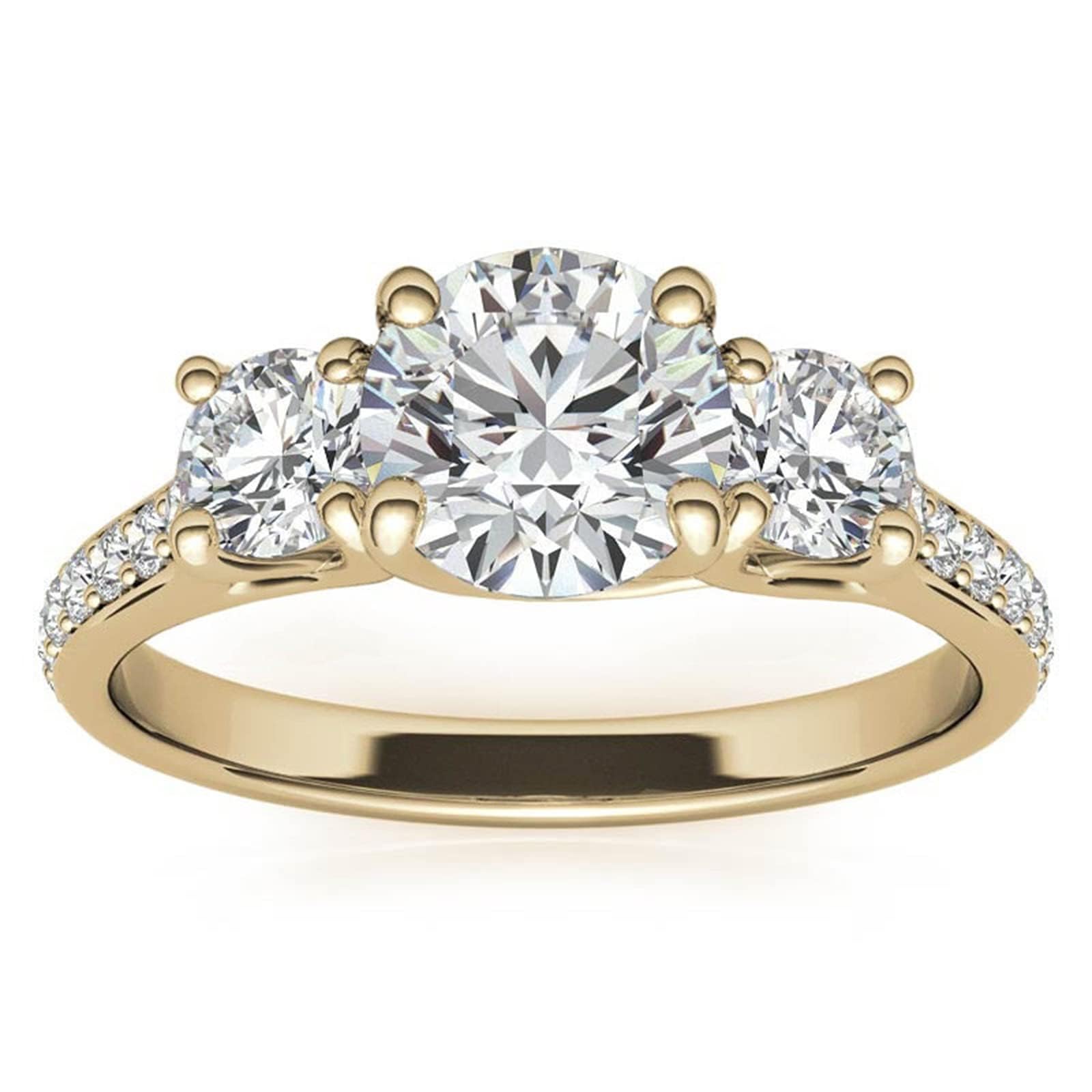 Luyona 3 Stone Moissanite Engagement Rings for Women 14K White Gold/Gold/Rose Gold Plated Total 2 CT D Color VVS1 Clarity Moissanite Wedding Rings for