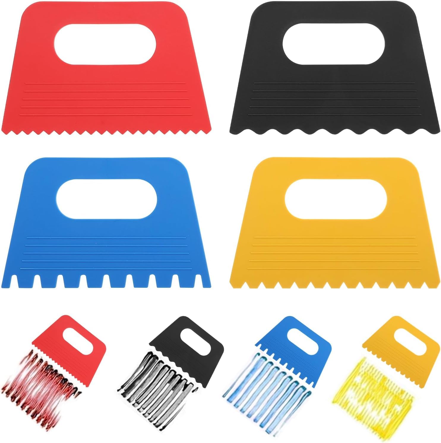 Amzuia 8 Pieces Paint Scrapers Colored Plastic Scraper Tools DIY Graffiti Scrapers Tuff Tray Accessories for Paint Crafts for Toddlers Kids
