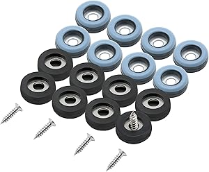 Rierdge 24 Pcs Teflon Furniture Sliders, 3/4 Inch Round Chair Sliders, Screw on Furniture Glides for Hardwood Floors Carpeted Floors Tile Floors (Grayish Blue)