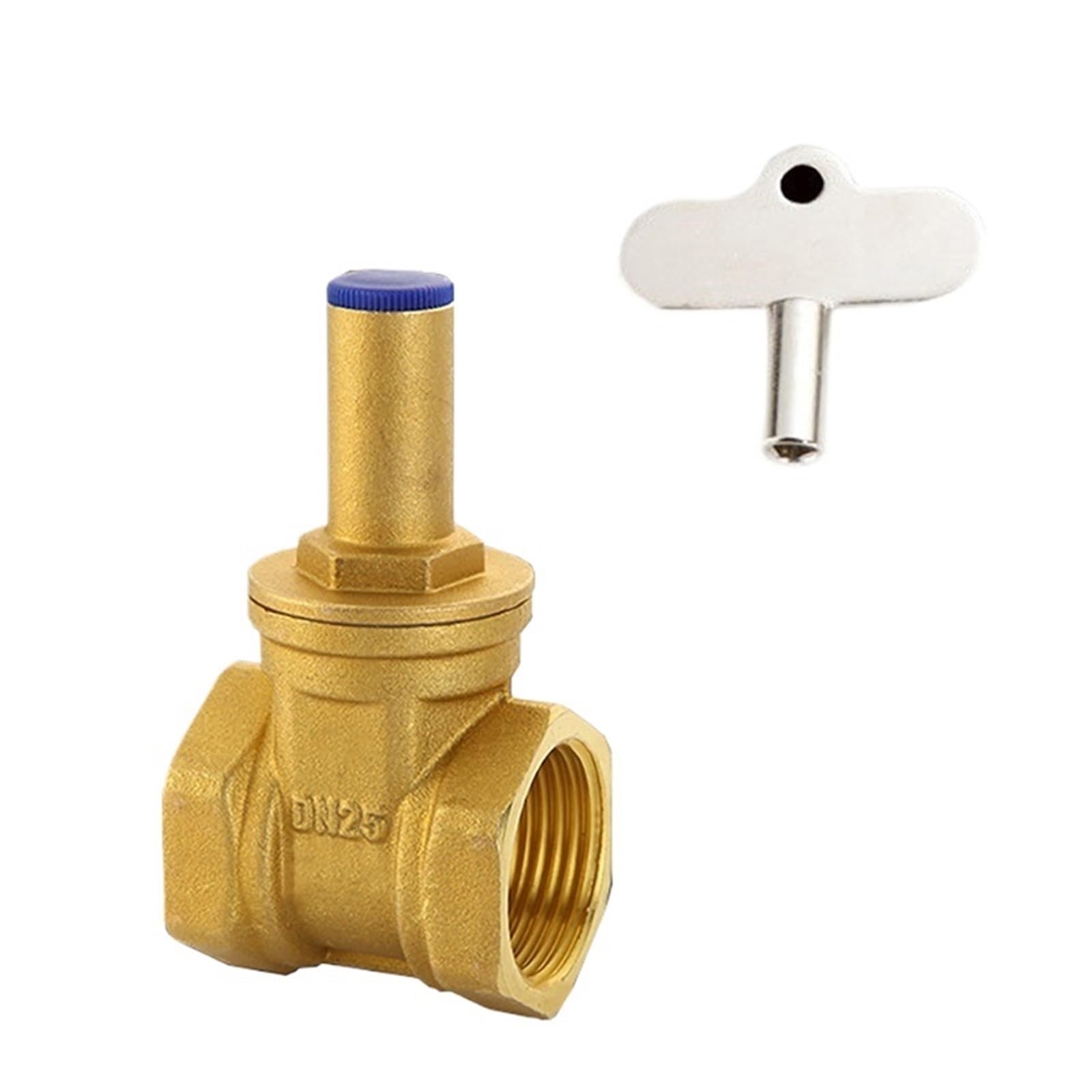 1 valvola a saracinesca in ottone da 1,3 cm, 1,9 cm, 2,5 cm, con serratura a triangolo, interruttore a chiave, valvola dell'acqua DN15 DN20 DN25 per contatore dell'acqua, valvola di blocco antifurto