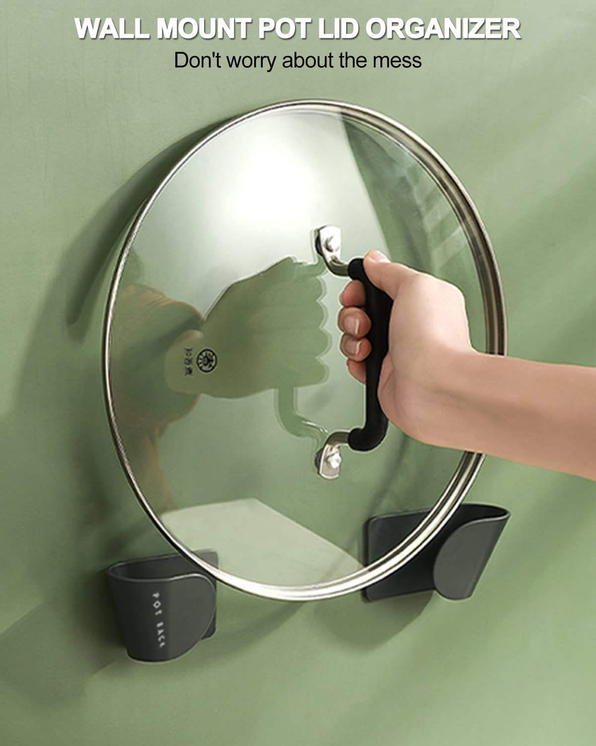 Tendiren Topfdeckel-Organizer, 3 Paar verstellbare Wandhalterung, Topfdeckelhalter, Schranktür, Topf- und Pfannenaufhänger für Küche, Wandhalterung, Schranktürdeckel-Organizer, 3 Paar