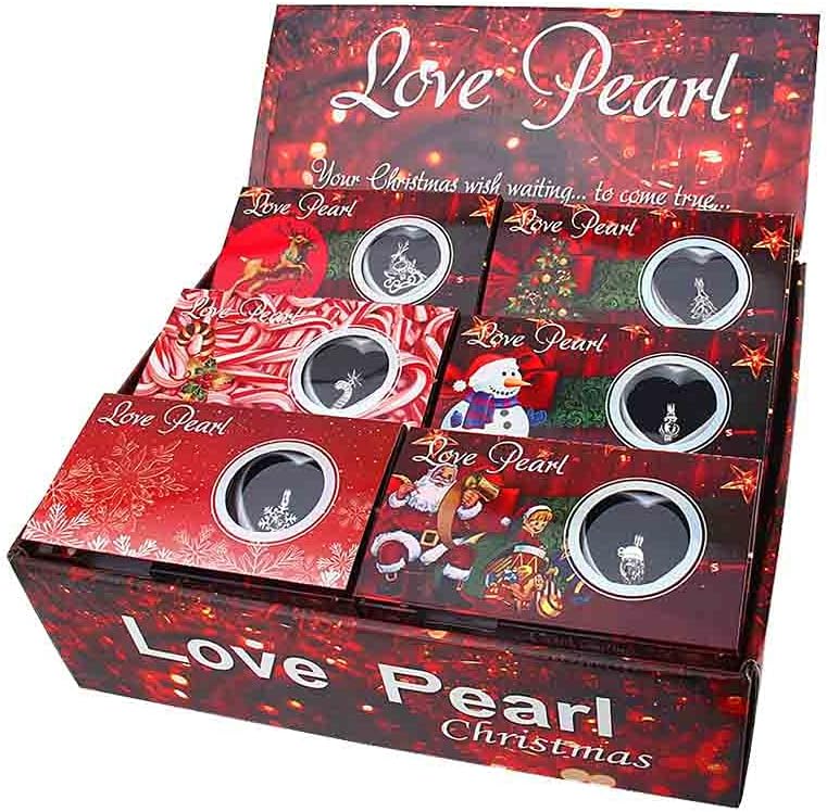 Christmas Wish Pearl Cage Pendant Necklace Box Sets Silver Plated Chains 16"