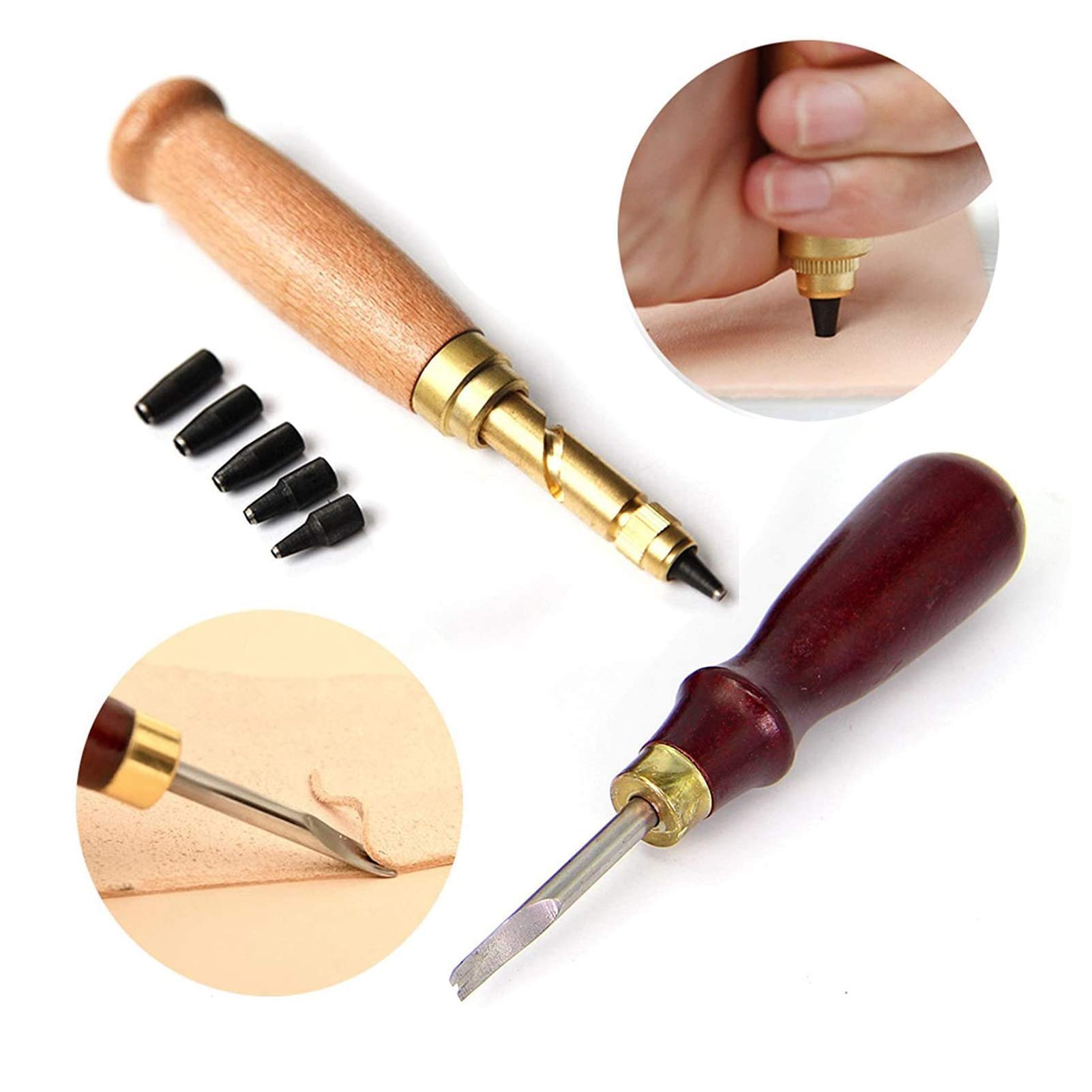 Irfora 18-teiliges Leder-Nähwerkzeug Basteln Sie das DIY-Handstichset mit Groover Awl Waxed Thimble