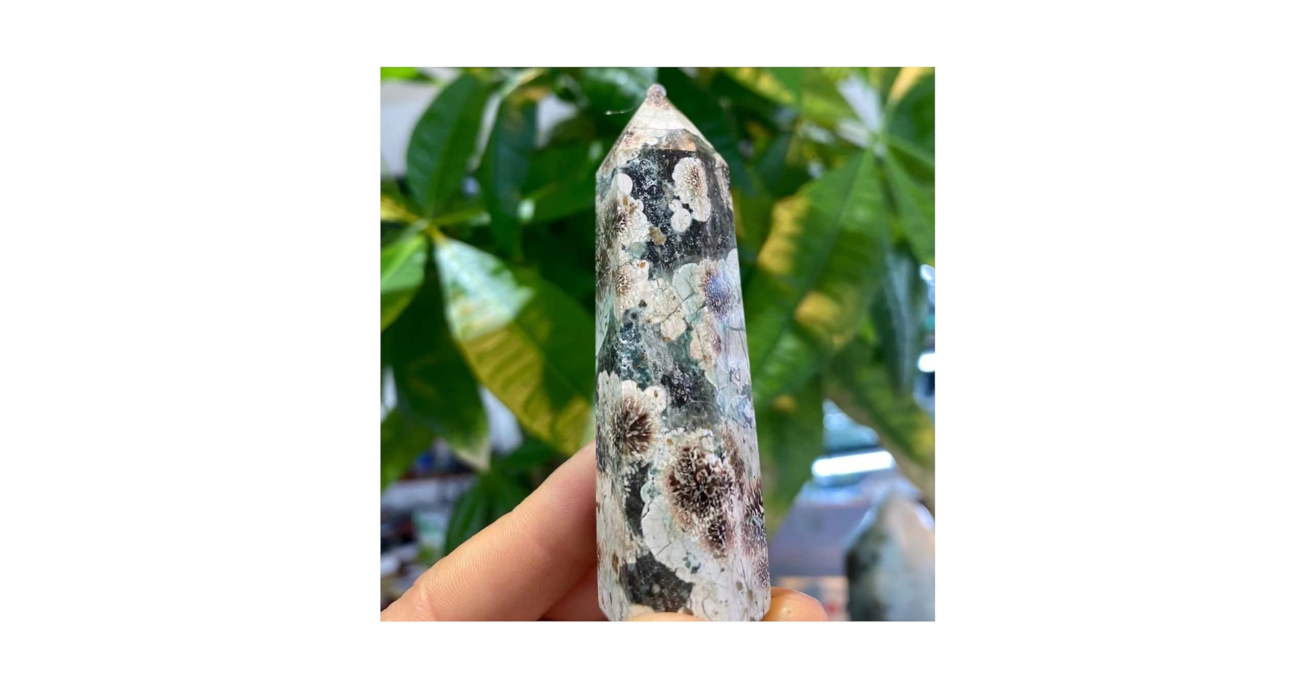 Natural Magic 1kg Green Cherry Blossom Flower Agate Obelisk Crafts