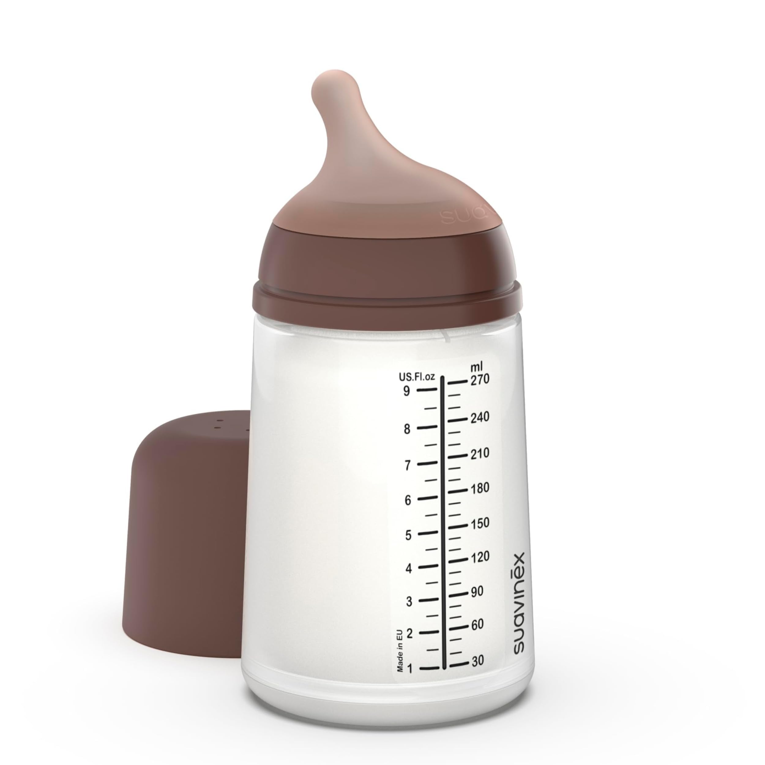 Suavinex Zero Zero Anti Colic Baby Bottle, No 1 Spanish Baby Bottle Brand, Minimizes Bottle Rejection & Nipple Confusion, Perfect for Breastfeeding Babies, 9oz/270mL, Deep Tone, Medium Flow Nipple