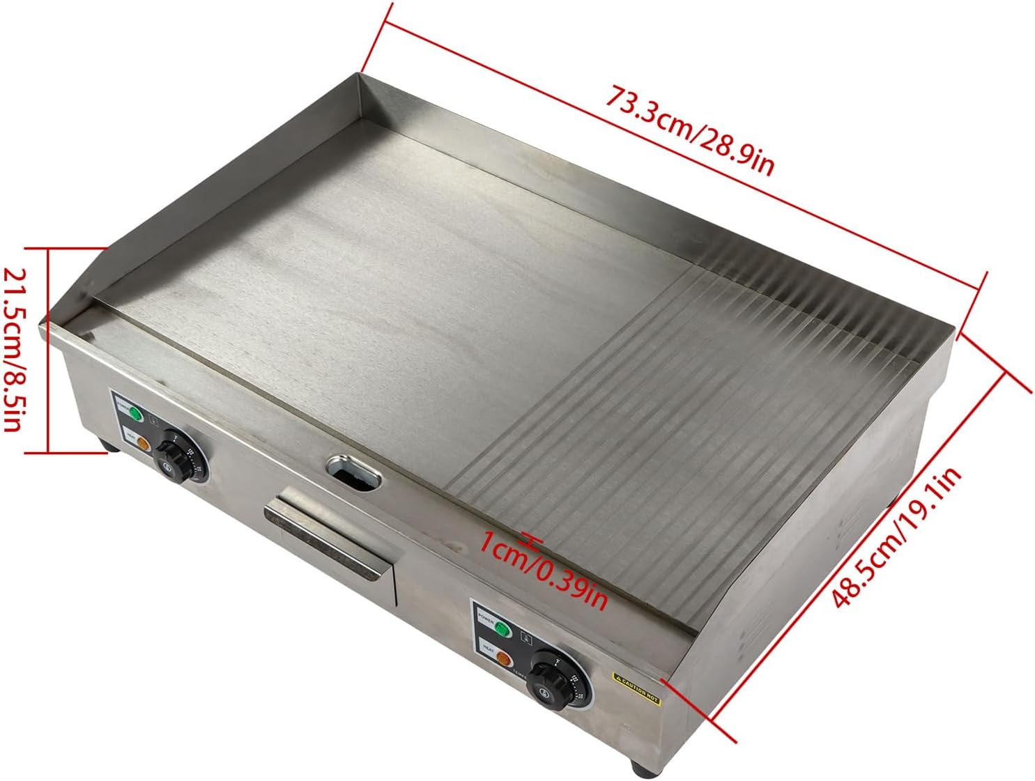 30 Inch Commercial Flat Top Grill, 3000W Countertop Half Flat Top Grill, 122℉-572℉ Adjustable Temp, Heavy Duty Commercial Teppanyaki Grill for Home or Restaurant (No Plug)