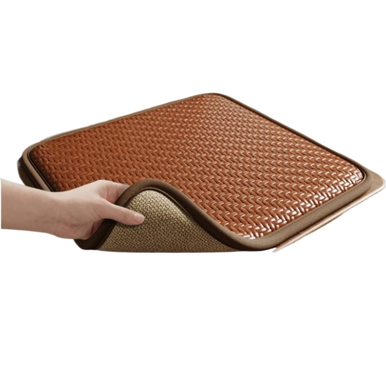 QCKNKMGG Cooling Bamboo Cushion Mat, Cooling Rattan Seat Cushion Double-Sided 1.5cm Multicolor Multiple Sizes(Brown,45x45cm)