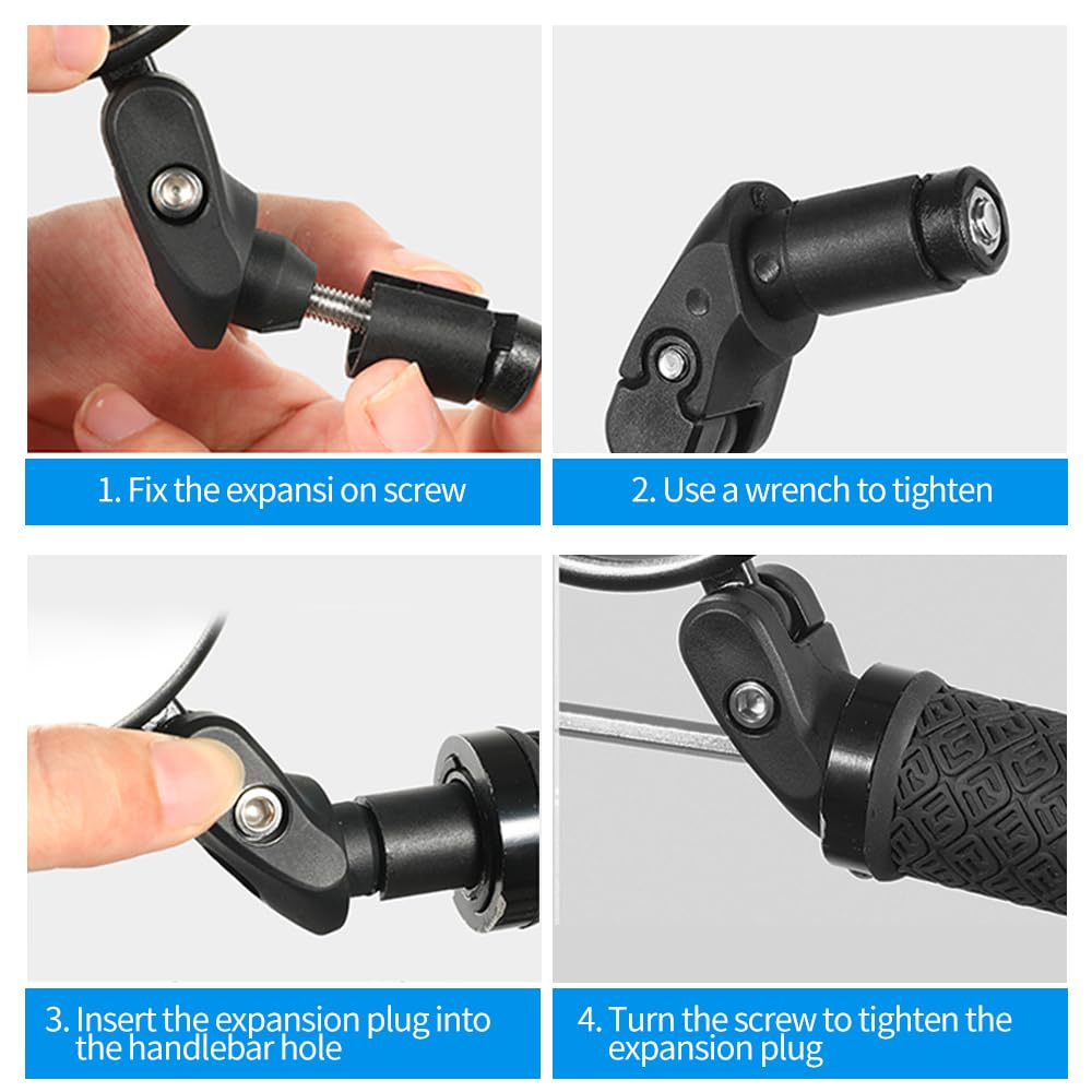 Handlebar Bike Mirrors, 1pcs HD Bicycle Rearview Mirror, Adjustable Handlebar Mounted Convex Mirror with Allen Wrench, for Mountain Road Bikes