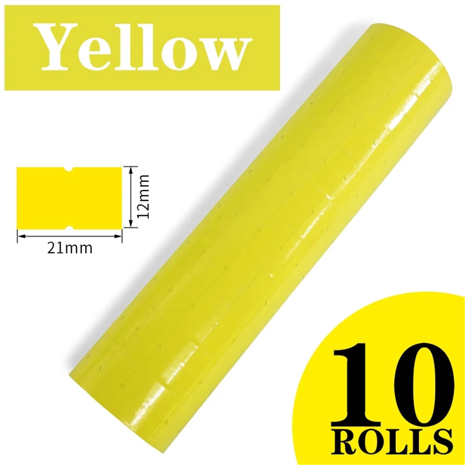 Lot de 30 rouleaux d'étiquettes de prix à une ligne pour étiqueteuse de pistolet MX-5500, 21 x 12 mm, pour autocollants de comptoir alimentaire (jaune)