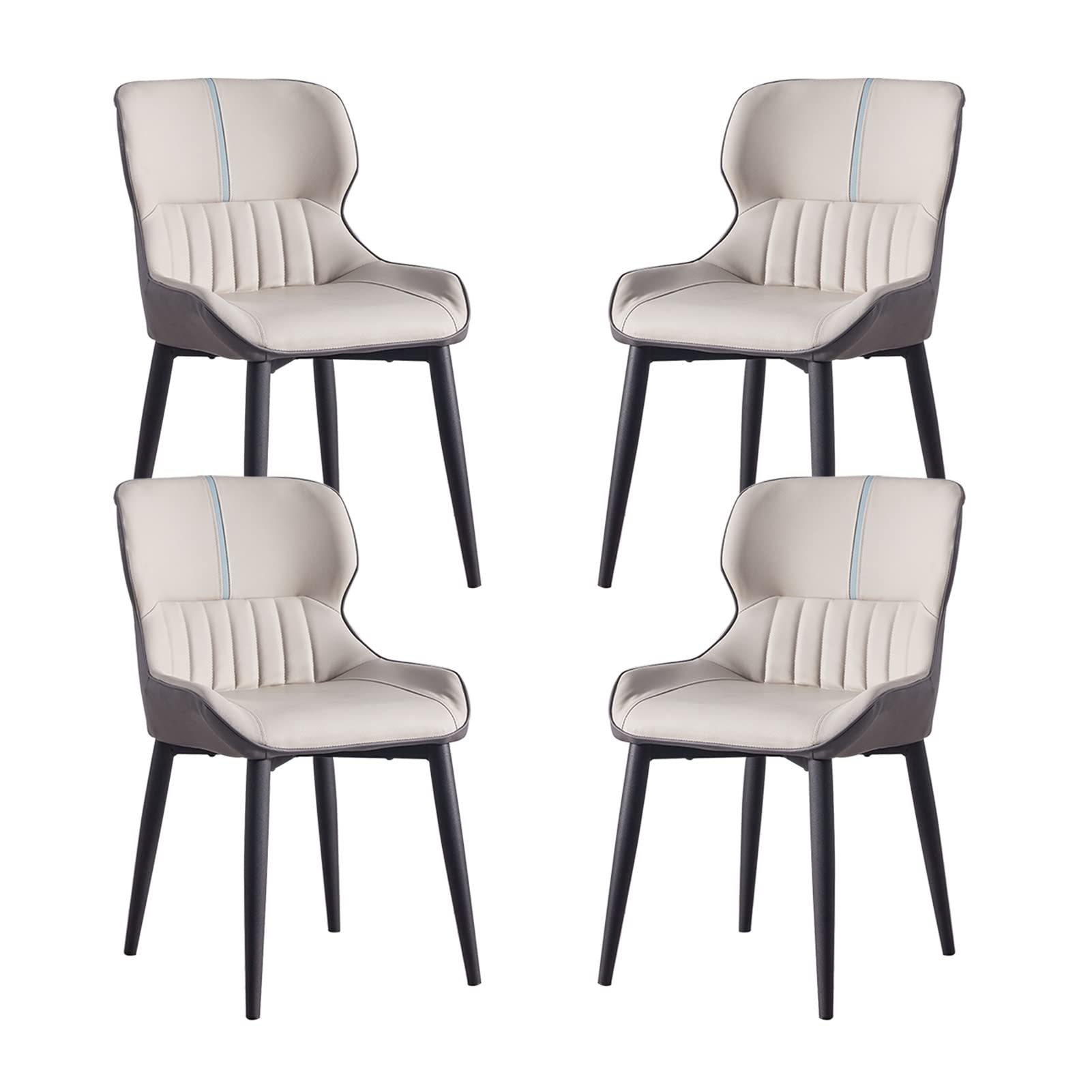 SJIALEN Dining Chairs Set of 4, with Carbon Stee Legs Modern Living Room Side Chairs PU Leather Water Proof Kitchen Counter Chairs Kitchen Chair (Color : Grey)