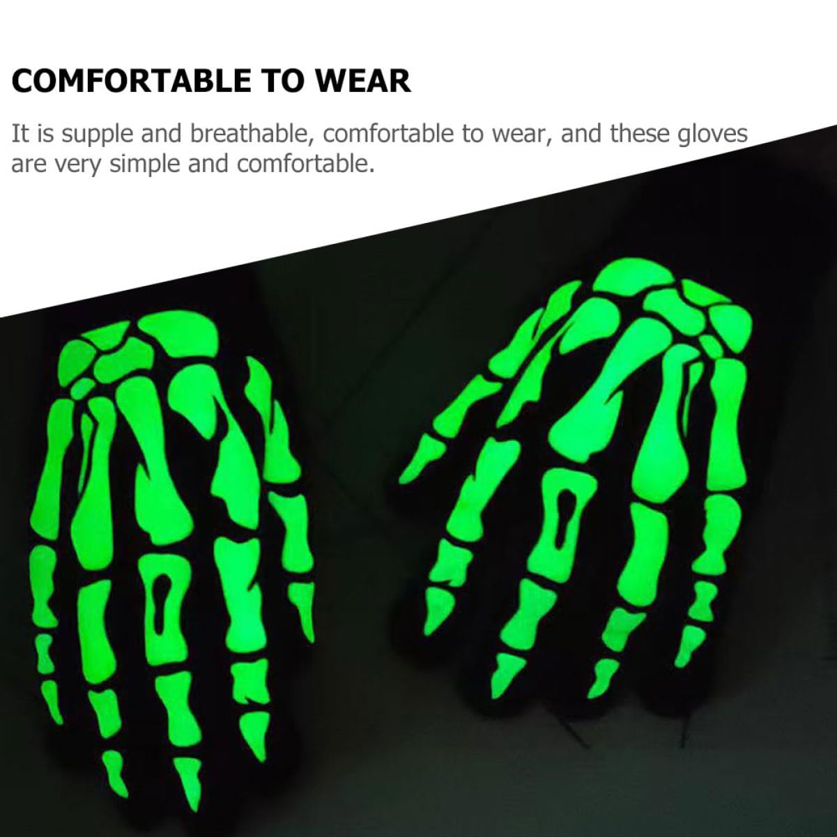 NAMOARLY Halloween Skeleton Gloves Novelty Gloves Fluorescent Design for Night Riding Winter Sports