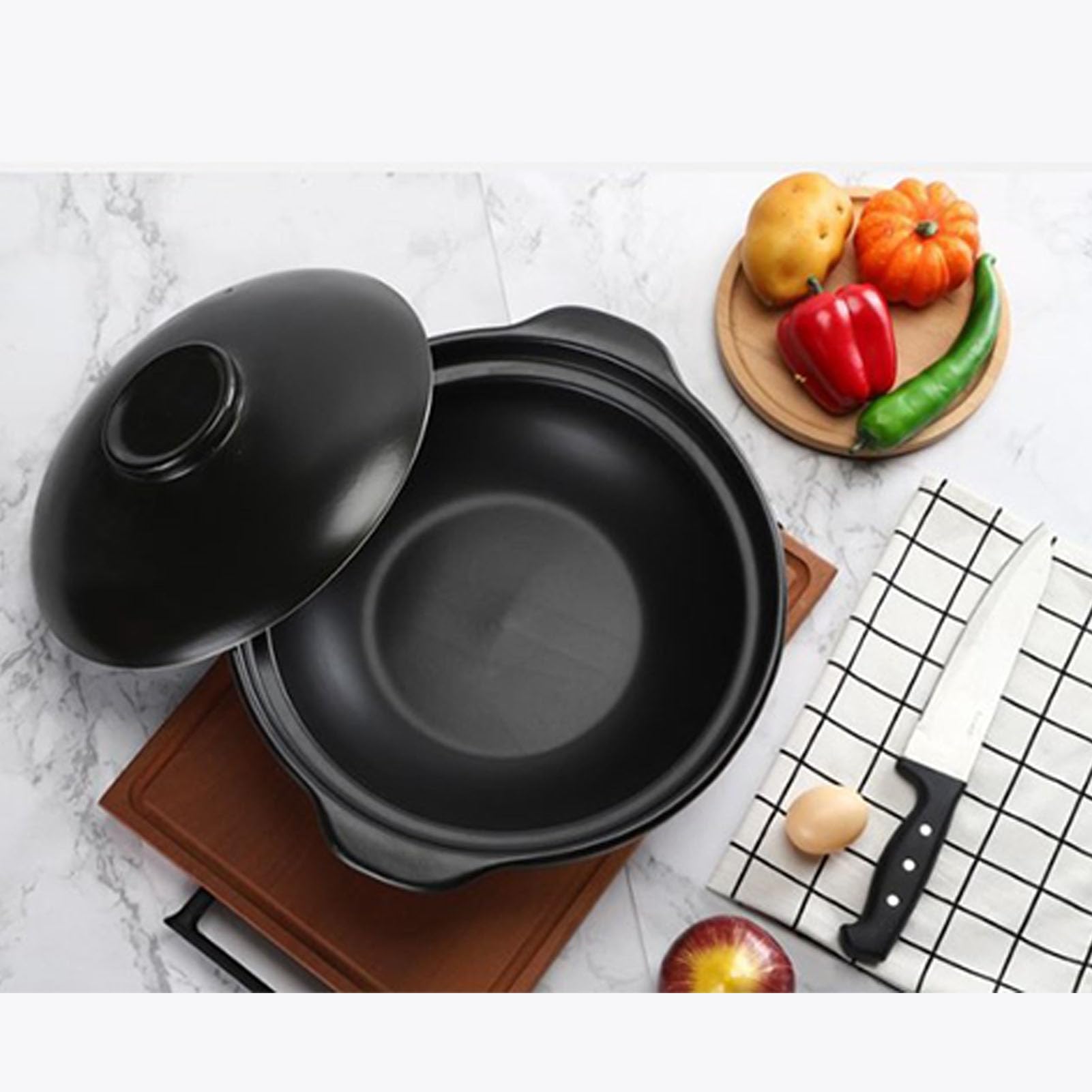 Koreanischer Steintopf, brutzelnder Hot Pot mit Deckel, Lithium-Porzellan-Schüssel, Suppen-Dolsot-Schüssel für Reis-Eintopf-Auflauf-Nudeln