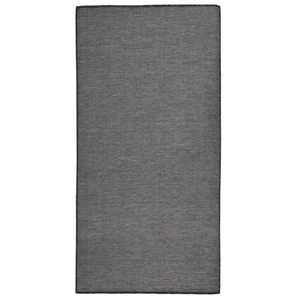 Alfombra gris exterior 100x200 de polipropileno tejido plano para terraza