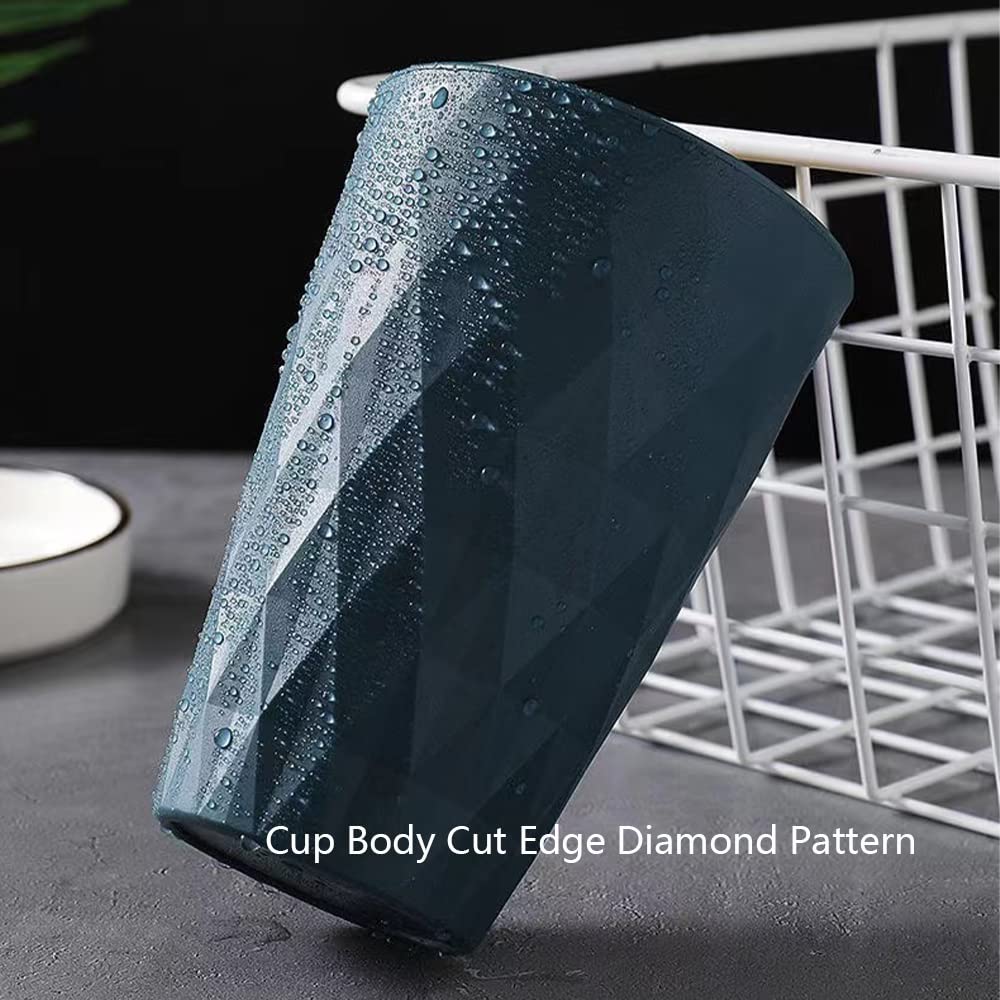 Bicchieri per spazzolino da denti a diamante, 3 pezzi, 433,7 g, bicchieri da bagno a doppio colore, infrangibili, riutilizzabili, (rosa, azzurro e blu scuro)